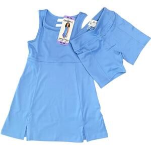 Gerry Girls Active Sleeveless Dress Bike Shorts 2 piece Blue Size XS NWT